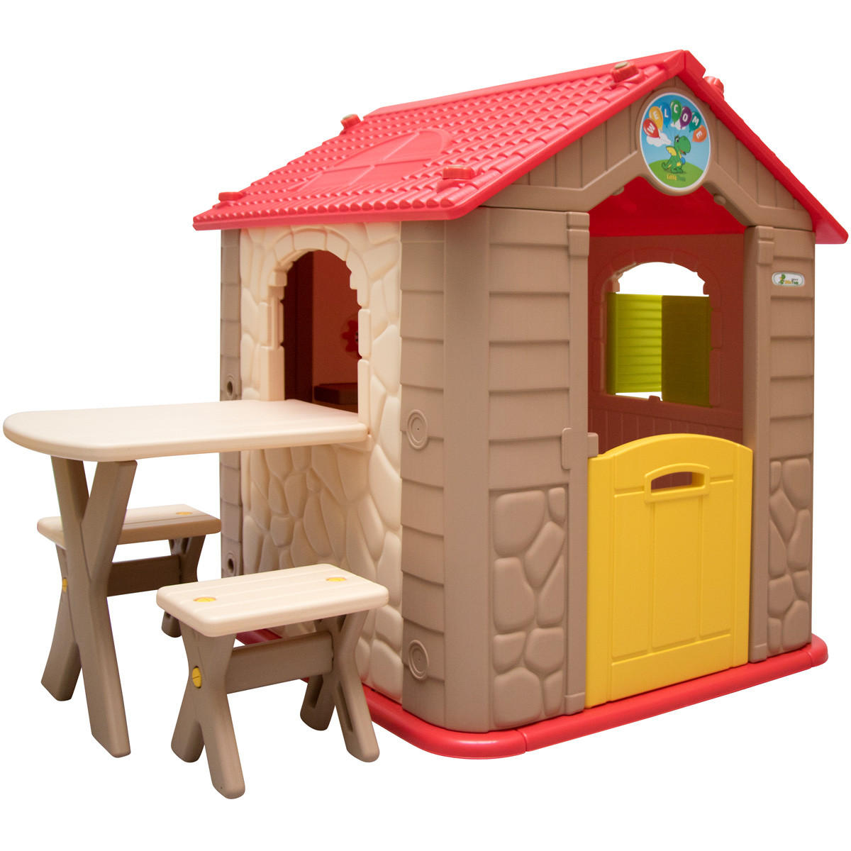 SPIELHAUS mit Tisch 95/104/104 cm Braun - Braun, Kunststoff (95/104/104cm) - Littletom
