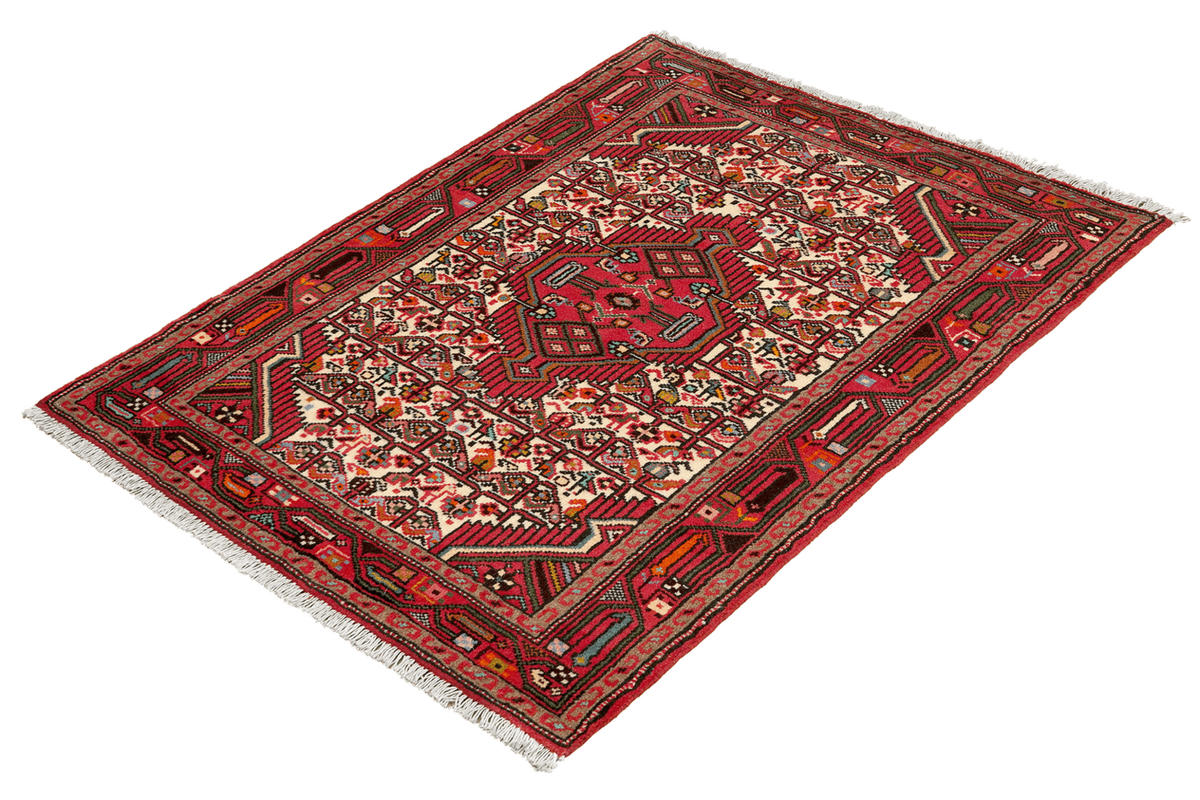 ORIENTTEPPICH handgeknüpft Assadabad Beige, Rot 121/86 cm Schurwolle - Beige/Rot, Textil (86/121cm) - Looma