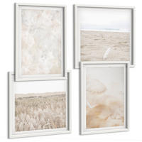 BILDER SET 4er Set - 50x50 cm & 40x60 cm Weißer Rahmen - Modische Pastelltexturen - Weiß, Kunststoff (50/50cm) - TULUP