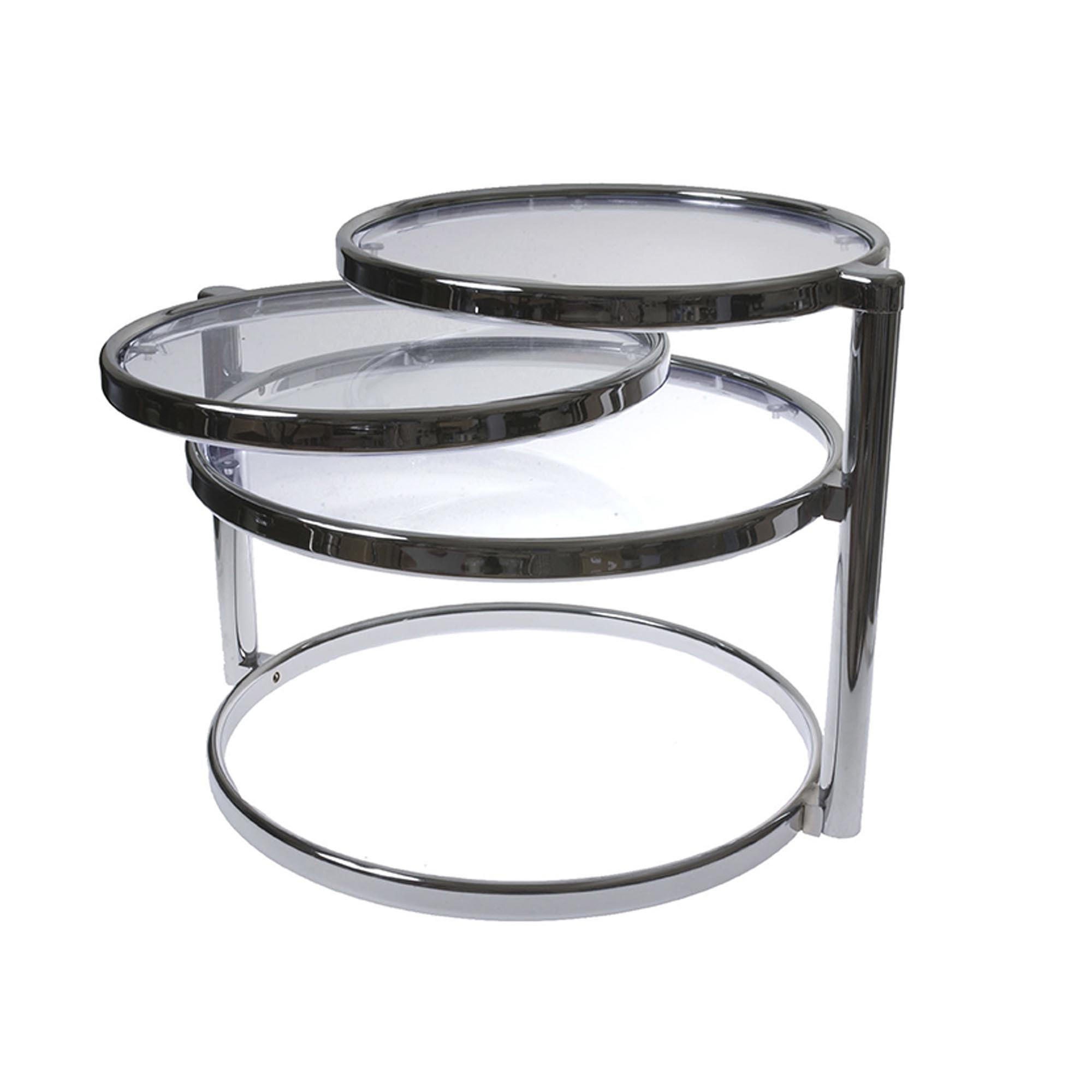 BEISTELLTISCH Double Swivel Chroom 1/58/43 cm - Silberfarben, Glas (1/58/43cm) - Leitmotiv