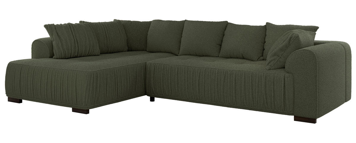 ECKSOFA ORTA Grün Boucle - Links - Schwarz/Grün, Textil (325/200cm) - MKS