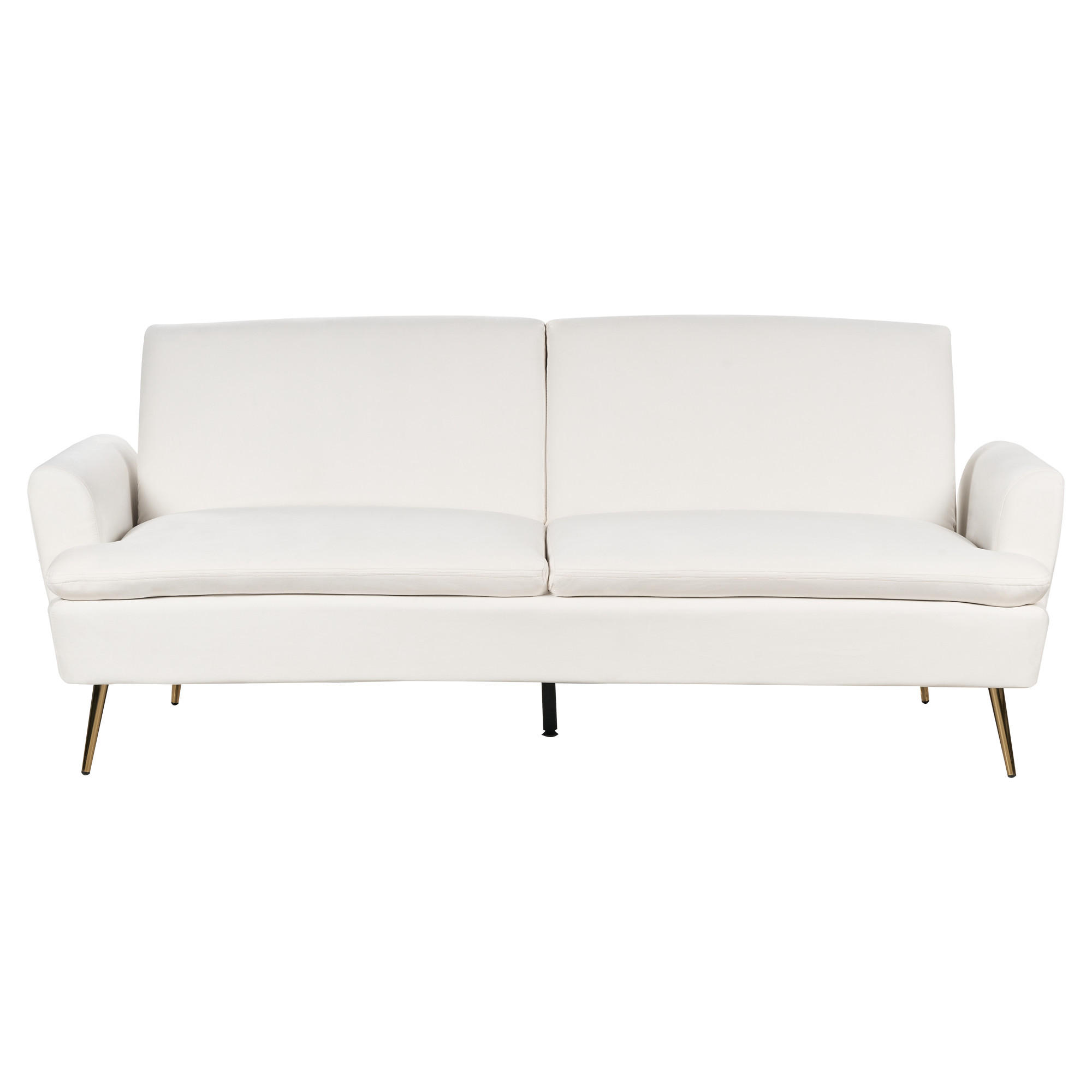 3-SITZER-SCHLAFSOFA Samtstoff Cremeweiß Vettre - Goldfarben/Weiß, Textil (210/88/84cm) - Beliani