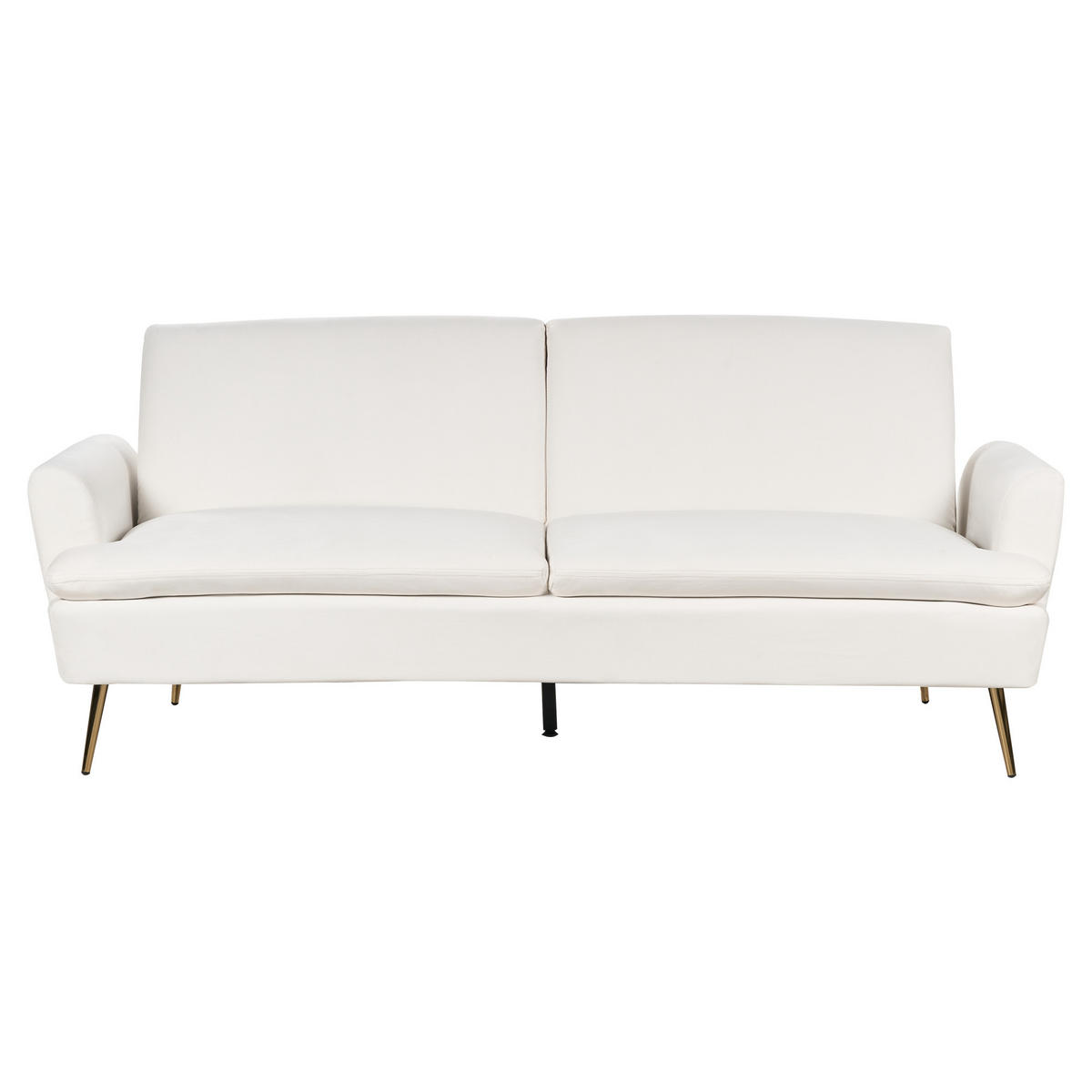 3-SITZER-SCHLAFSOFA Samtstoff Cremeweiß Vettre - Goldfarben/Weiß, Textil (210/88/84cm) - Beliani
