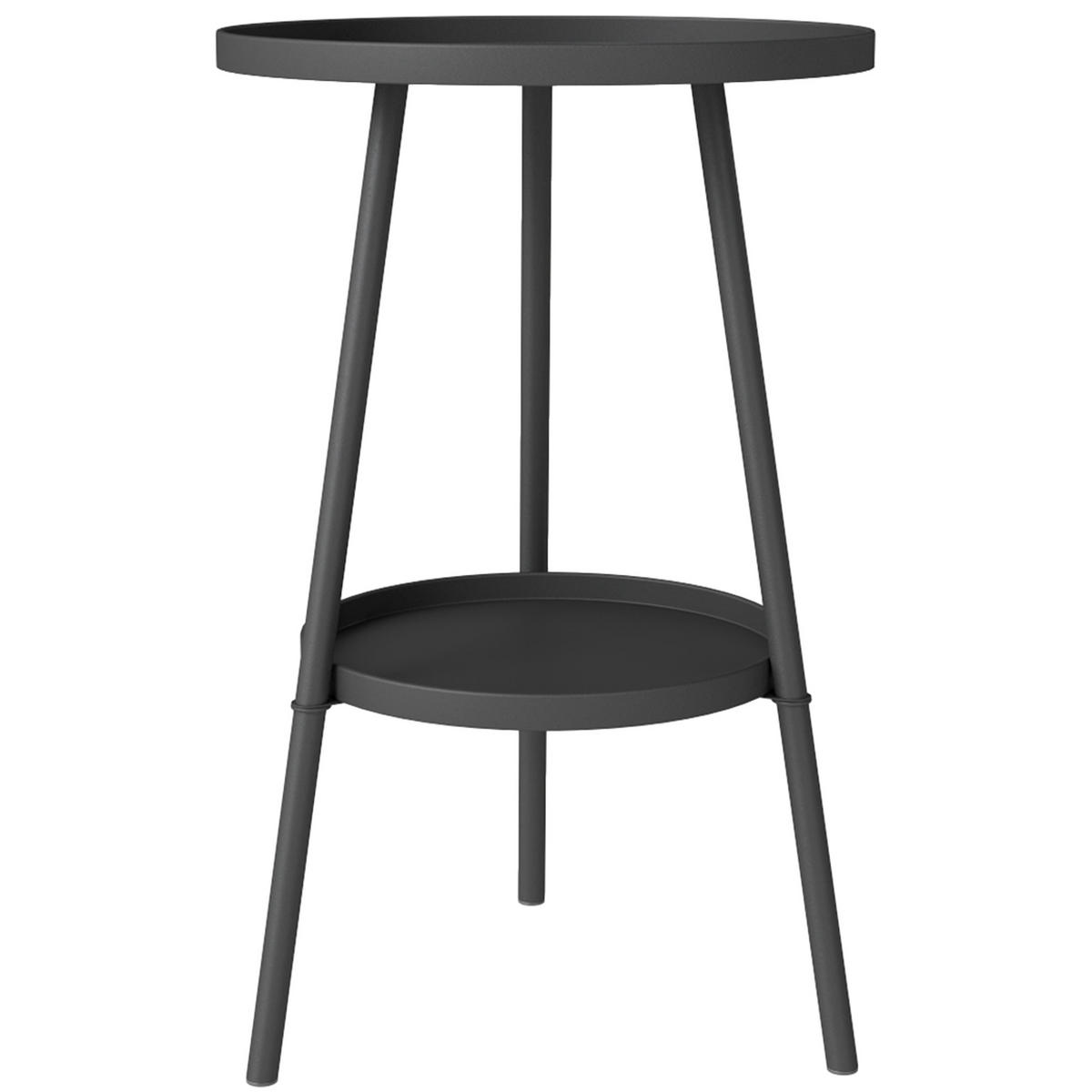 GARTENBEISTELLTISCH DE-14112 2 Ebenen Schwarz - Schwarz, Metall (32/32/51cm) - ComfortXL