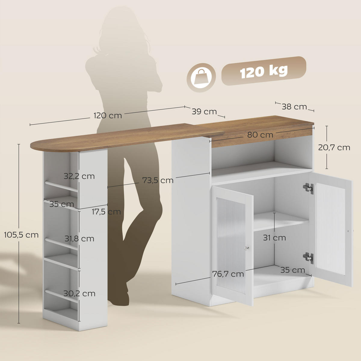 BARTISCH Weiß 1 Stück - Weiß, Kunststoff (150/80/105.5cm) - GiPP