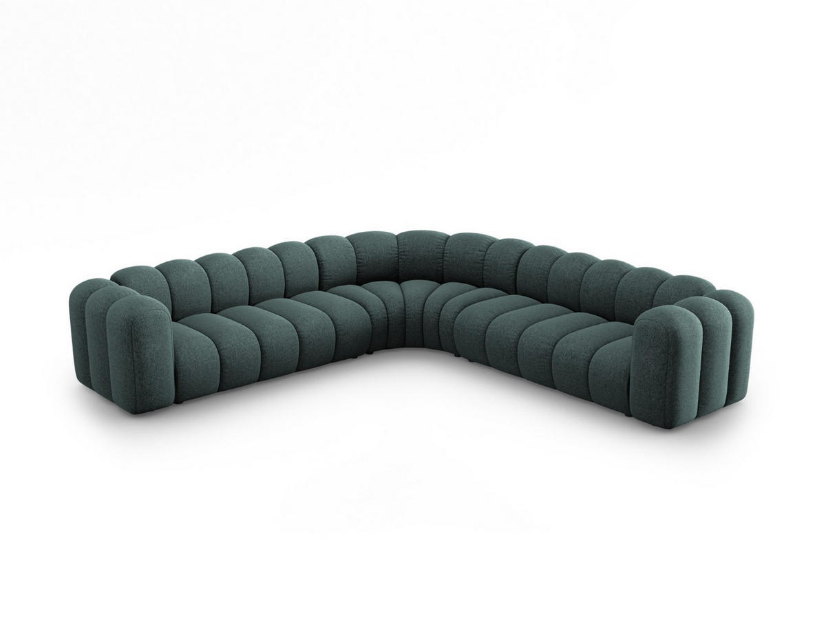 ECKSOFA symmetrisch modular Lupine aus Chenille-Stoff petrol 5 Sitzplätze - Petrol, Textil (309/309cm) - Micadoni