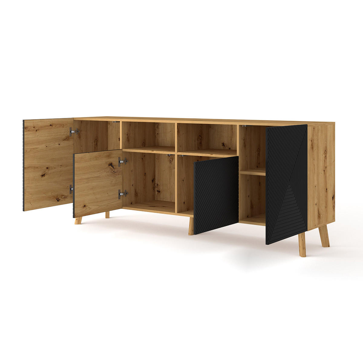 SIDEBOARD Nexa Holz und Schwarz - Schwarz, Holzwerkstoff (195/80/42cm) - Petits-meubles