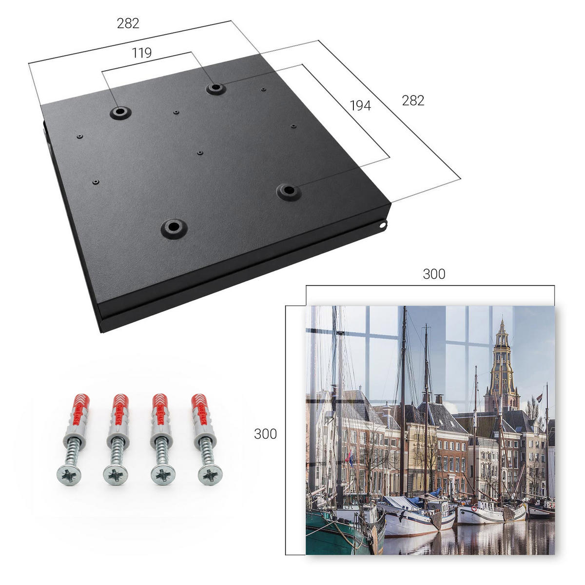 SCHLÜSSELBOX Schwarz 30x30 cm- Türöffnung nach rechts - Segel auf dem Wasser - Blau, Metall (30/30/5cm) - TULUP