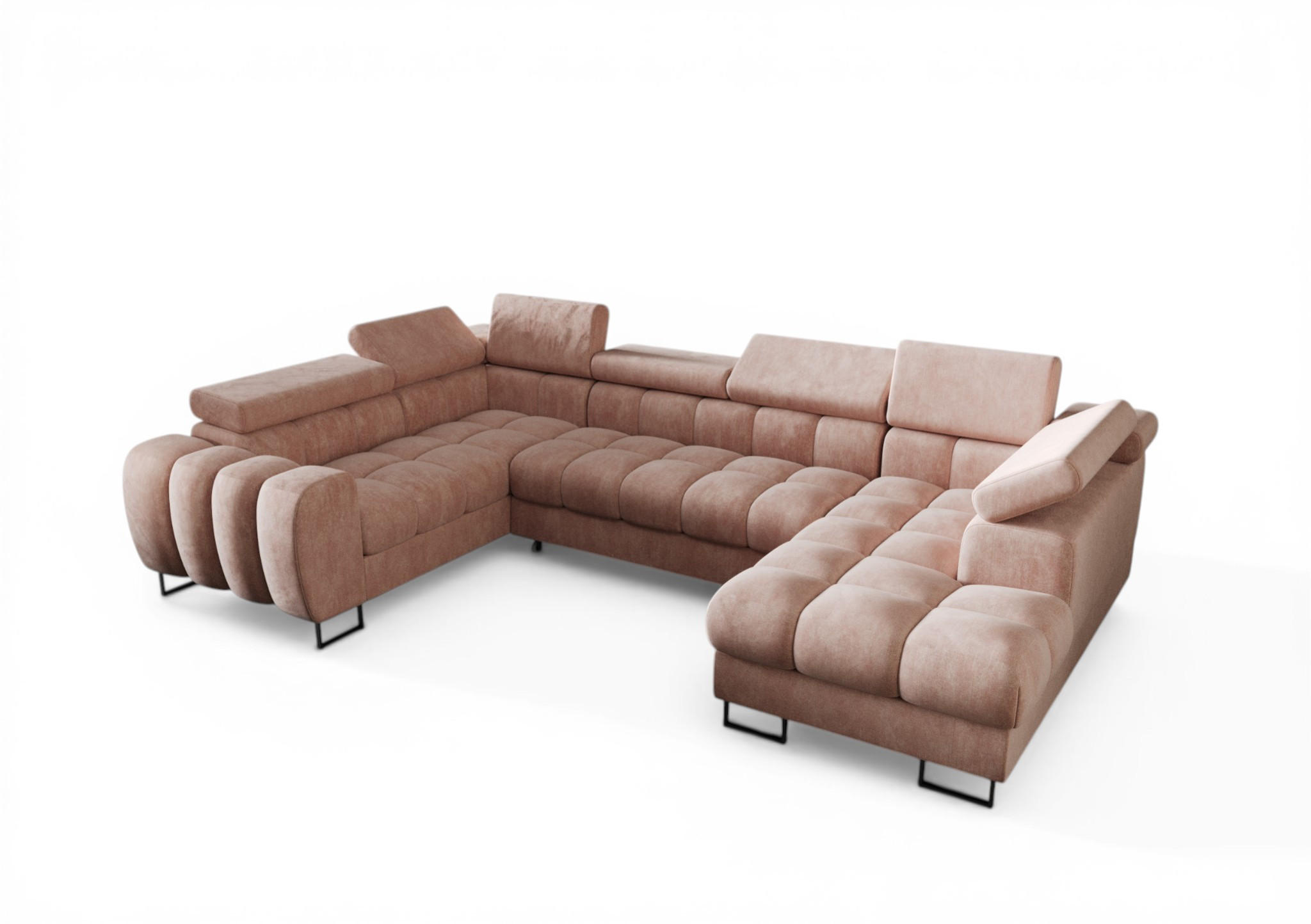 WOHNLANDSCHAFT Bastien - Rosa, Holzwerkstoff/Textil (350/95/195cm) - Fun Möbel