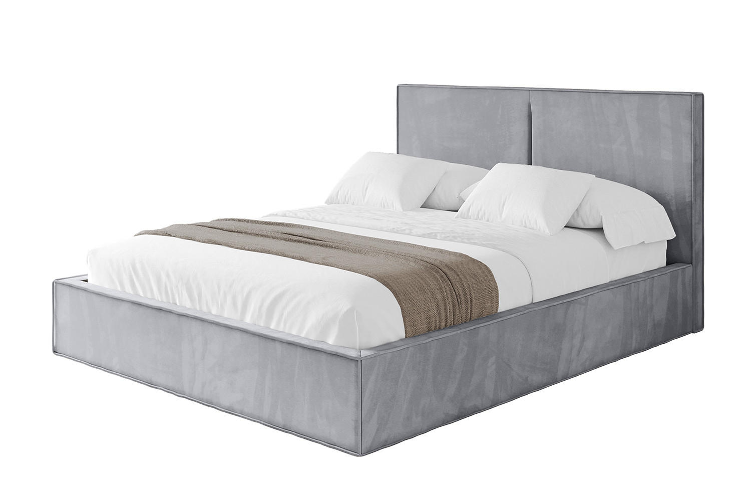 POLSTERBETT mit Bettkasten und Lattenrost, Bett mit Matratze H3/H4 - EMMI 180x200 Hellgrau - Hellgrau, Holzwerkstoff/Textil (180/200cm) - ALTDECOR