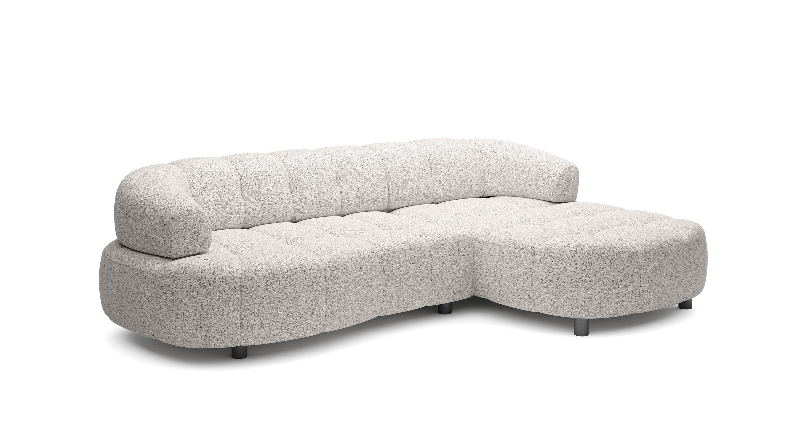 ECKSOFA Wesper S – Eckcouch mit Elektrischer Sitzverstellung, L-förmig, Freistehend, Relaxfunktion, 183x284x79 cm – Rechte, Asche - Silberfarben, Holz/Textil (284/113cm) - DomoHome