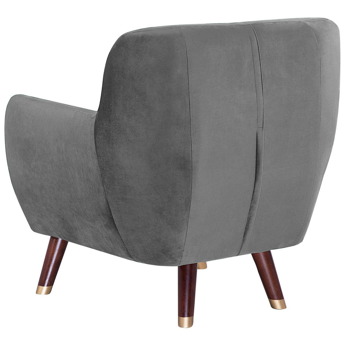 SESSEL Samtstoff grau Bodo - Dunkelbraun/Goldfarben, Textil (80/84/81cm) - Beliani