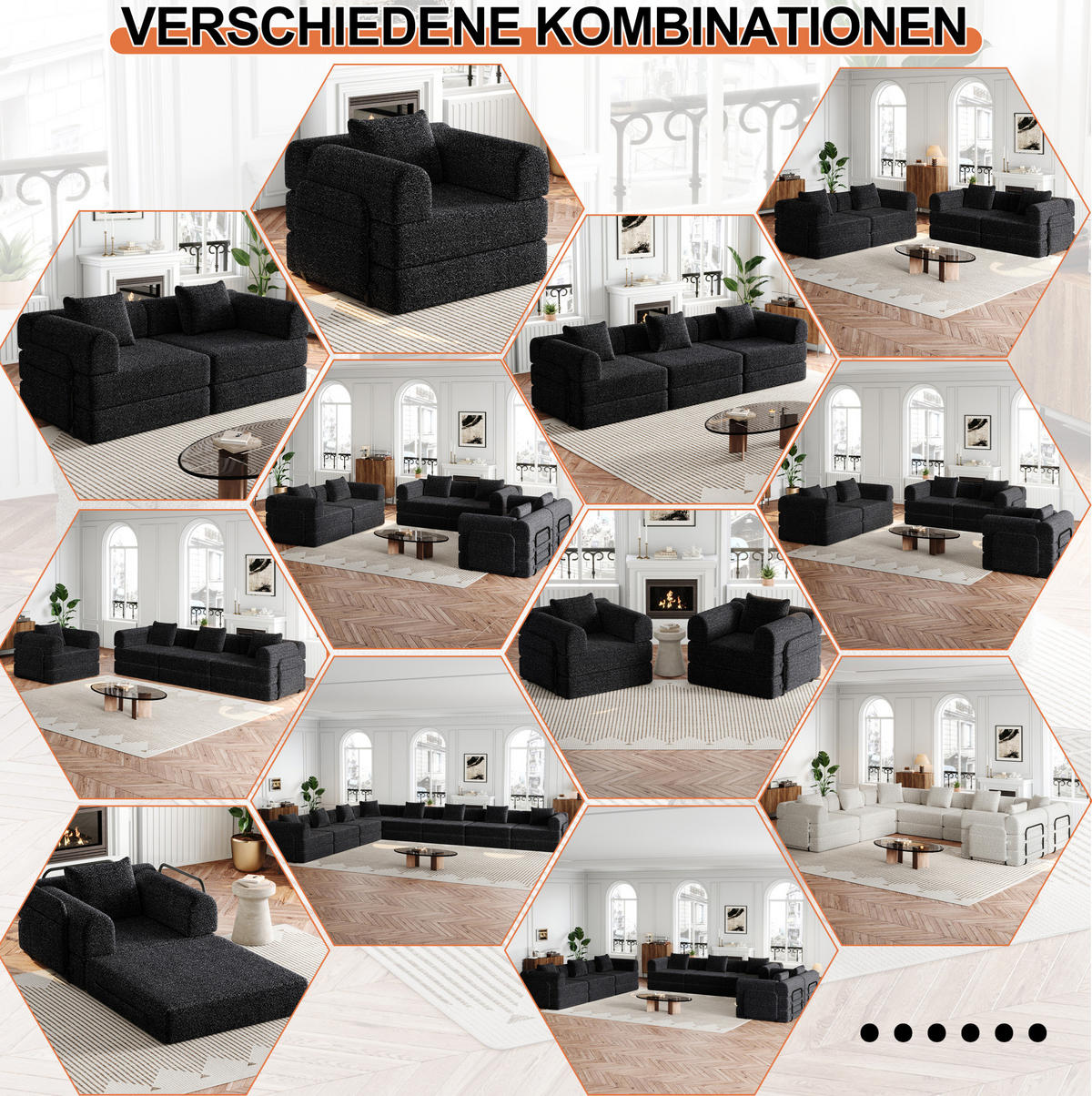 SCHLAFSOFA 2-in-1, Chenille mit Armlehnen-Staufach & Stahlrahmen, 183,8/181,6/49,5 cm, Schwarz - Schwarz, Textil (183.8/49.5/181.6cm) - Redom