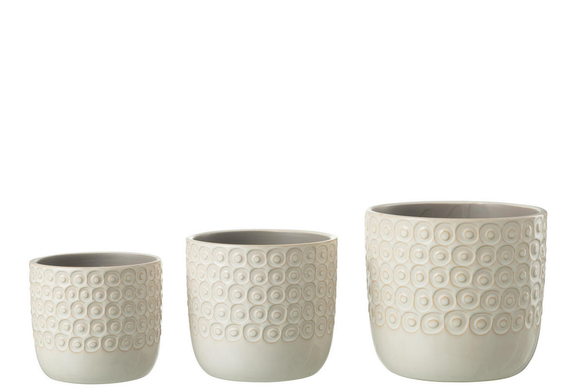 BLUMENTOPF KUGEL - Töpferei - Weiß - L - Ø 17 cm - Weiß, Keramik (17/15cm) - J-Line