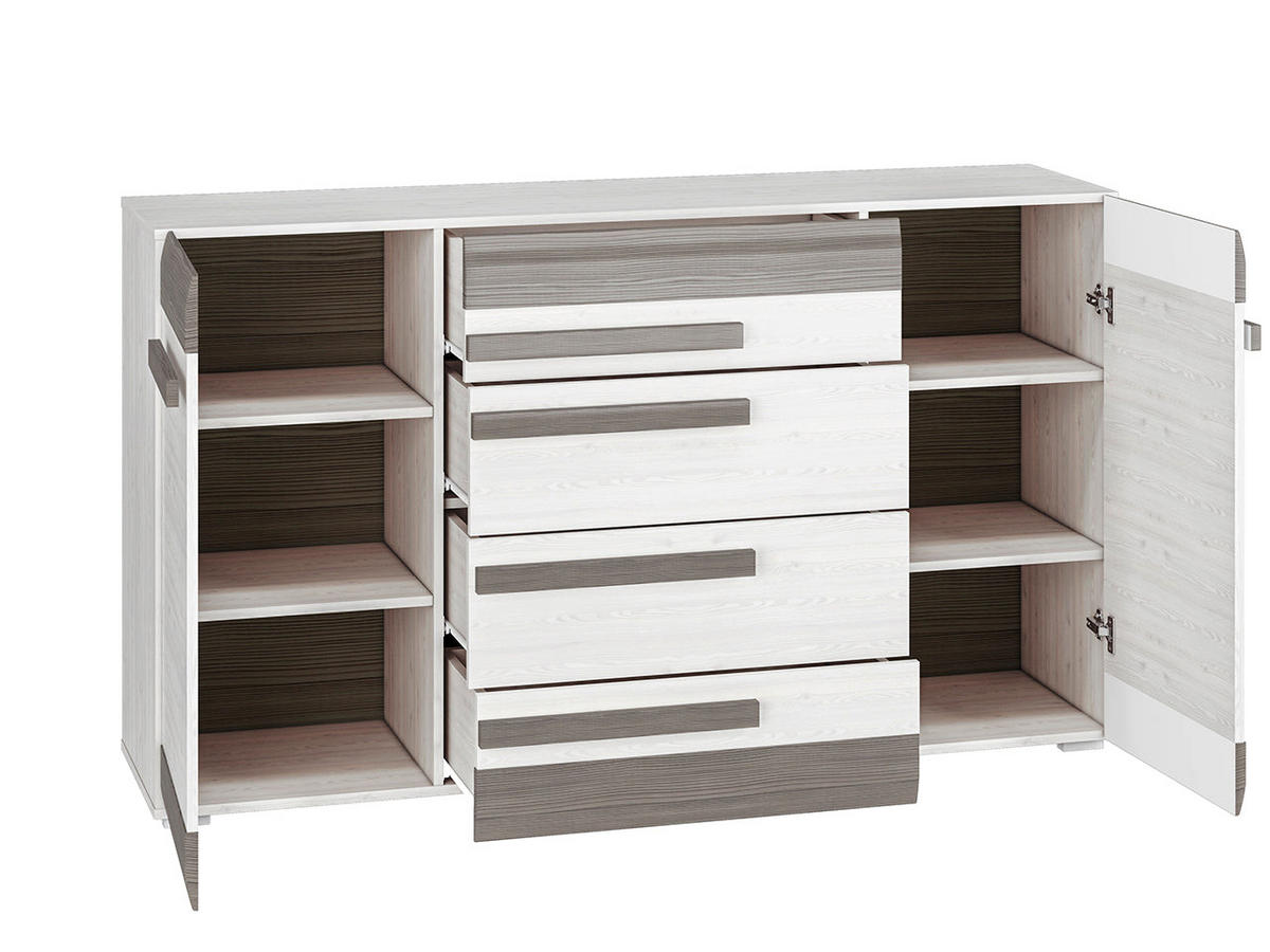 KOMMODE – 138 cm – Blanco – Grau / Kieferfarben - Grau/Kieferfarben, Holzwerkstoff (138/96/42cm) - hi-markt