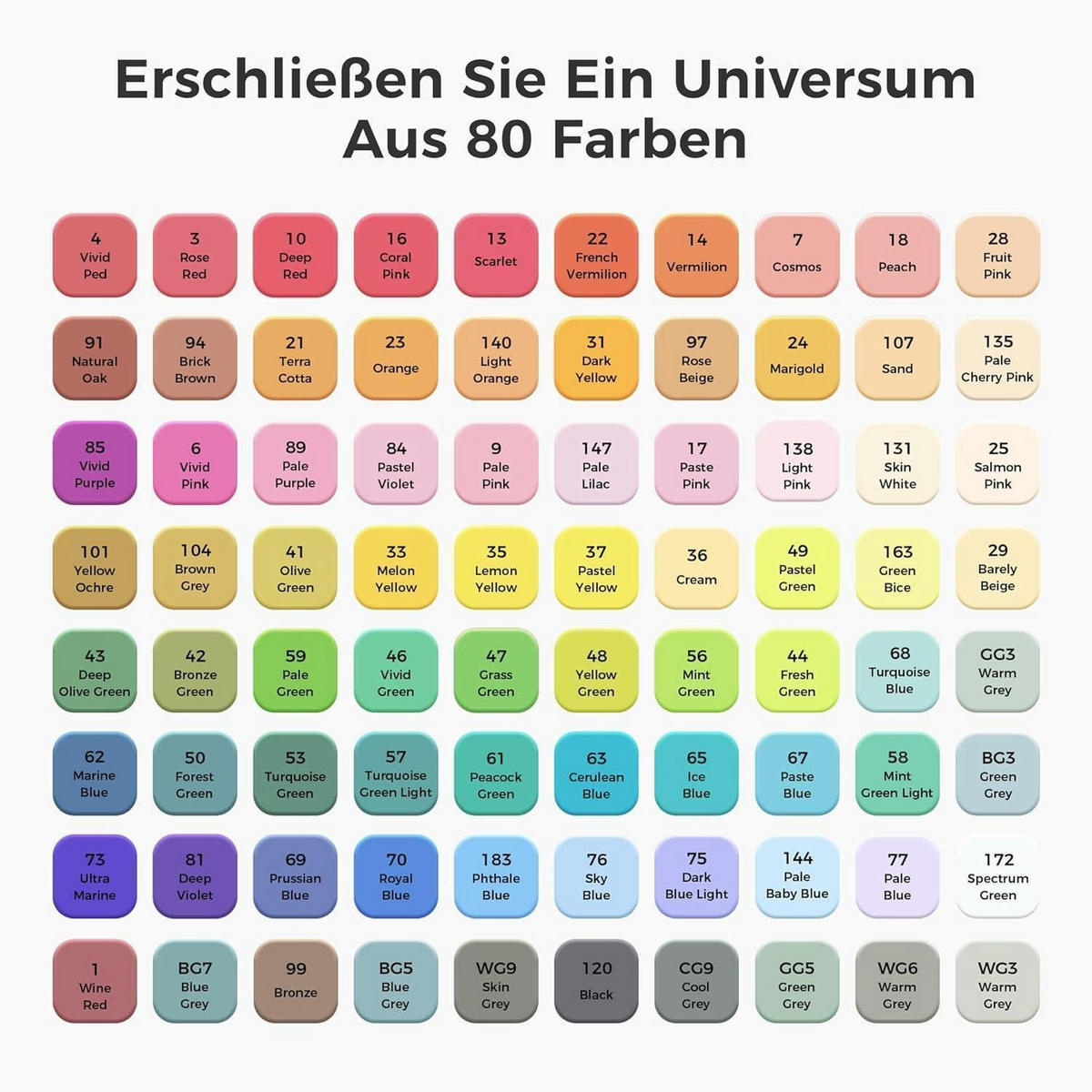 ALKOHOL Marker Set 80-teiliges Set mit Chisel & Feinspitze - Multicolor, Kunststoff (15/9/16cm)