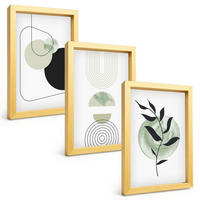 BILDER SET 3er Set - 20x30 cm Goldrahmen - Abstrakte Pflanzenformen - Goldfarben, Kunststoff (20/30cm) - TULUP