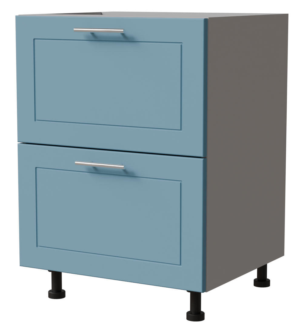 SCHUBLADENUNTERSCHRANK Bari D2/60 Grau / RAL 5024 pastellblau 60 / 50 / 82cm Blum Teilauszug - Blau/Grau, Holz/Holzwerkstoff (60/82/50cm) - Feldmann-Wohnen