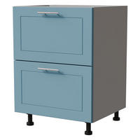 SCHUBLADENUNTERSCHRANK Bari D2/60 Grau / RAL 5024 pastellblau 60 / 50 / 82cm Blum Teilauszug - Blau/Grau, Holz/Holzwerkstoff (60/82/50cm) - Feldmann-Wohnen