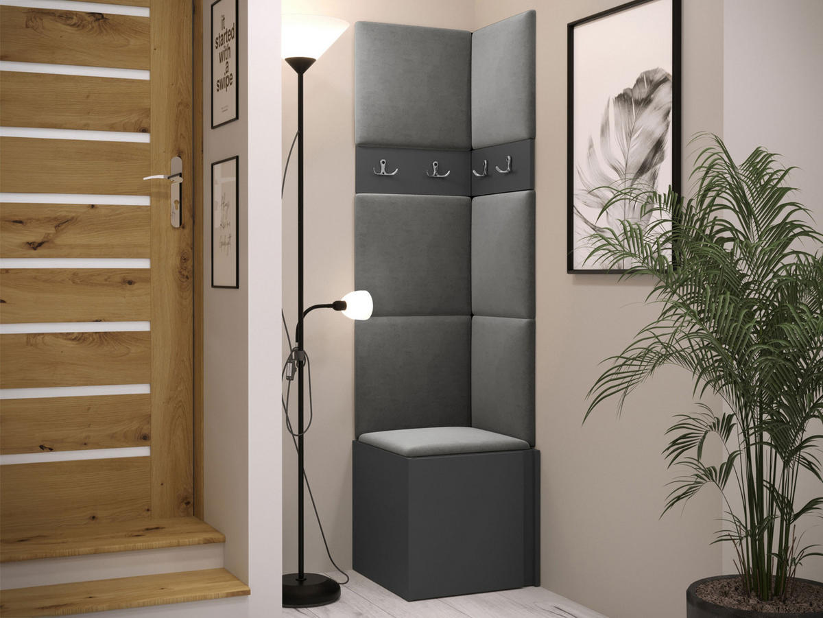 GARDEROBEN-SET Orion XXI - Graphitfarben/Grau, Holzwerkstoff/Kunststoff (42/186/46cm) - MIRJAN24