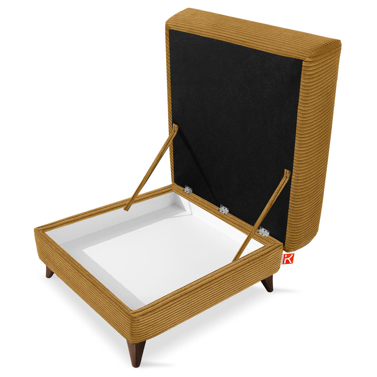 HOCKER GUSTAVO II, Gelb - Gelb/Braun, Holz/Holzwerkstoff (92/49/92cm) - KONSIMO®