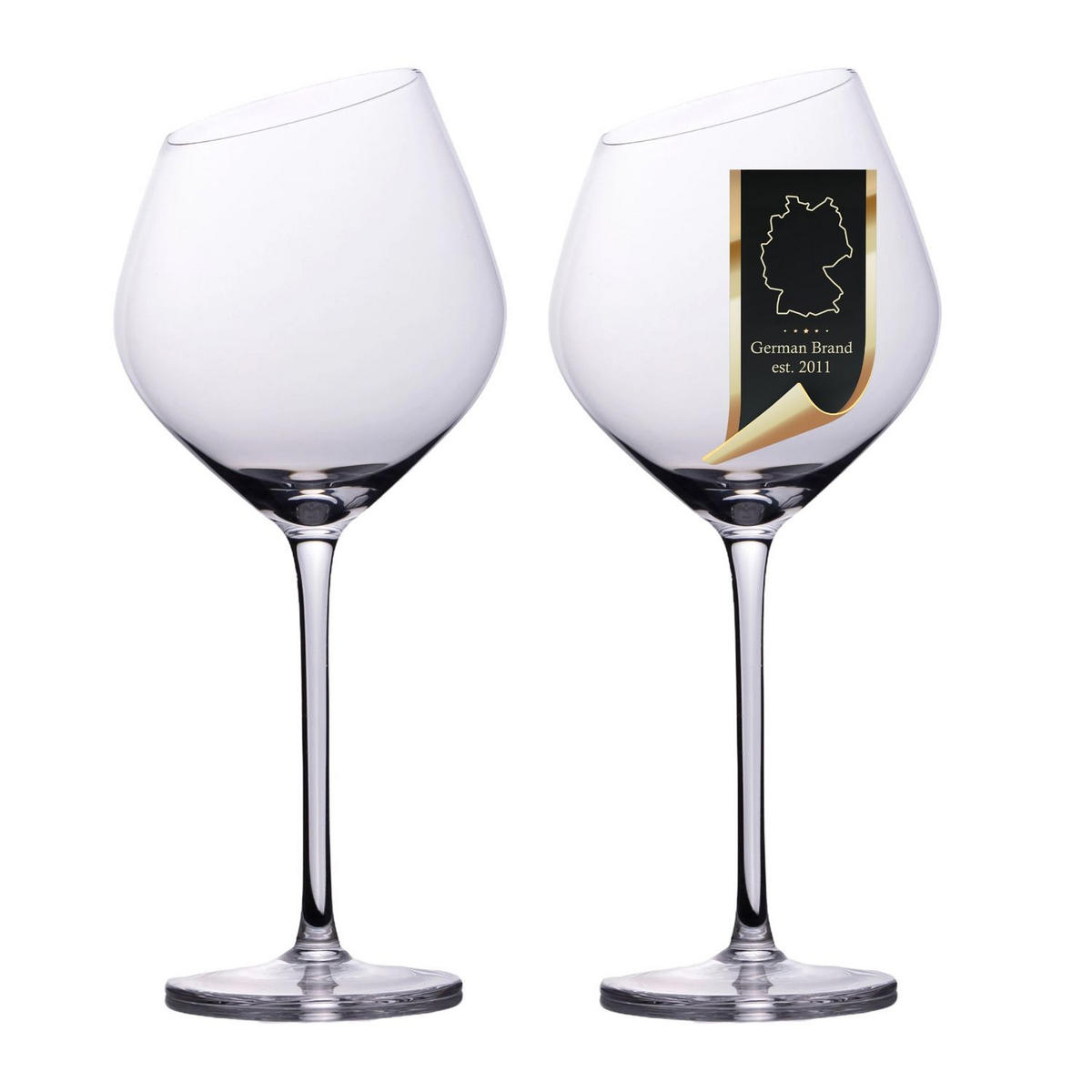 WEIN GLAS SET moderne Kante 470 ml (2er-Set) - Transparent, Glas (0.47L) - Intirilife