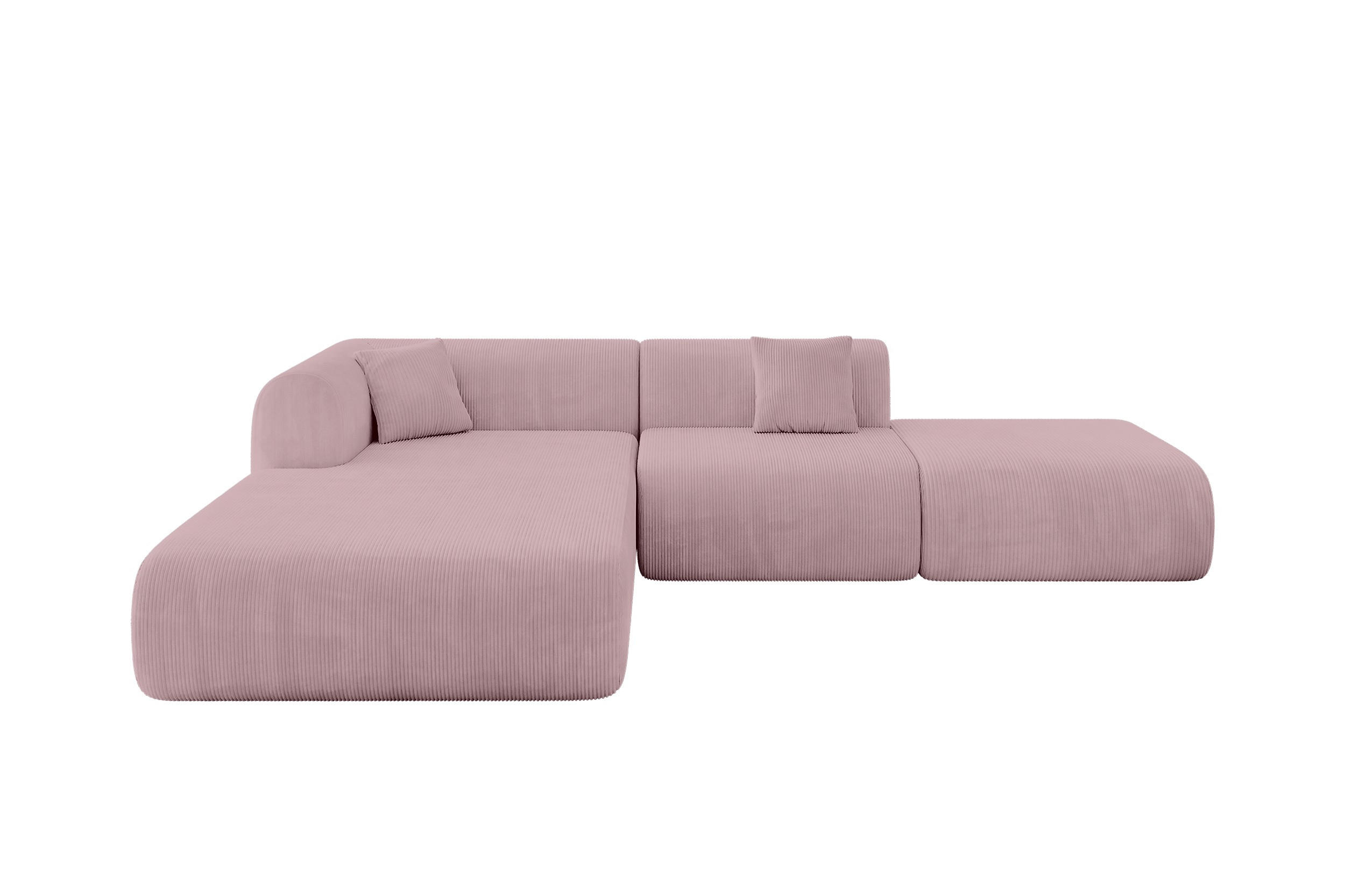 ECKSOFA Ottomane Links OVLY-L 289x176x71 Rosa Cord - Schwarz/Rosa, Holzwerkstoff/Kunststoff (176/289cm) - ALTDECOR