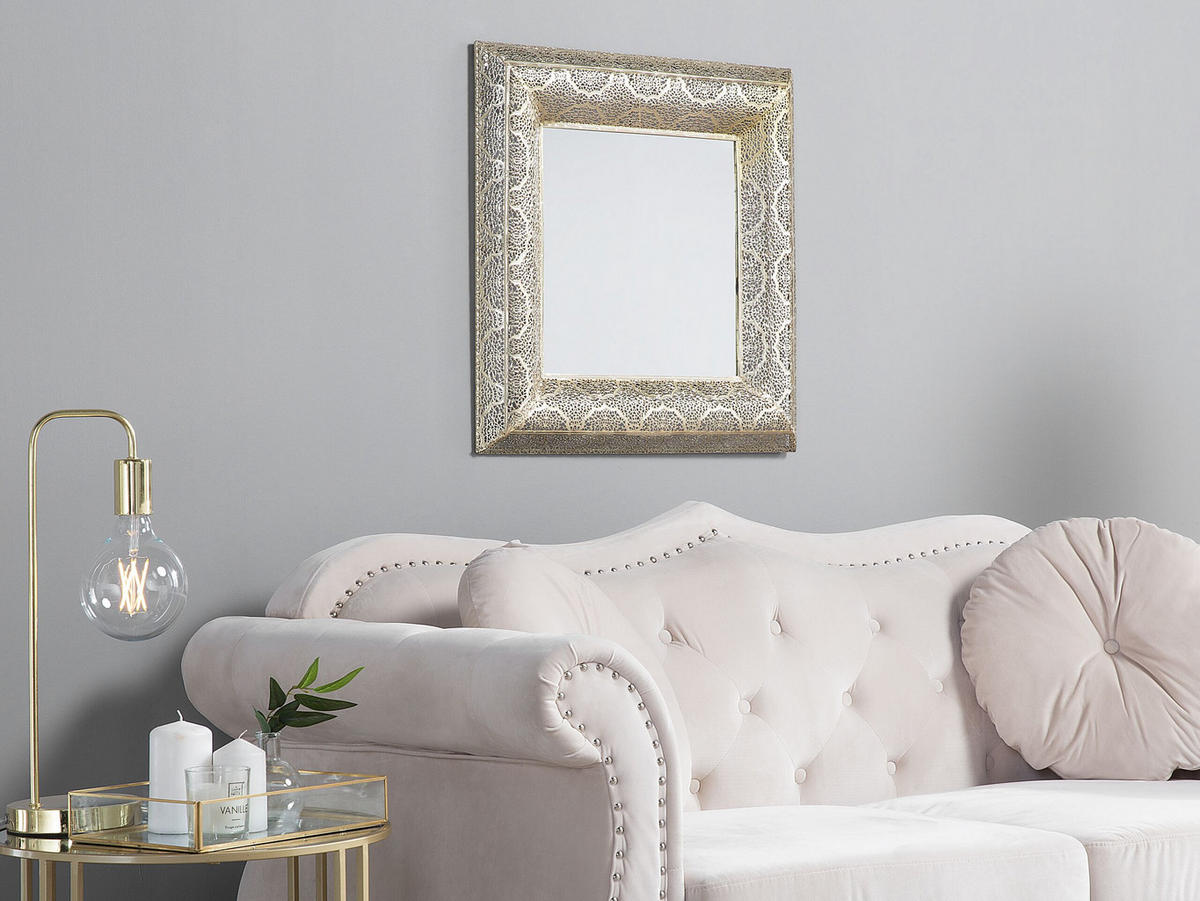 WANDSPIEGEL gold quadratisch 60/60 cm Plerin - Goldfarben, Metall (60/60/4cm) - Beliani