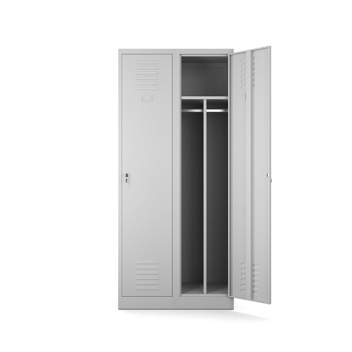 MEHRZWECKSCHRANK 2-türig aus Metall Hellgrau 80x180x50cm - Hellgrau, Metall (80/180/50cm) - Muralo