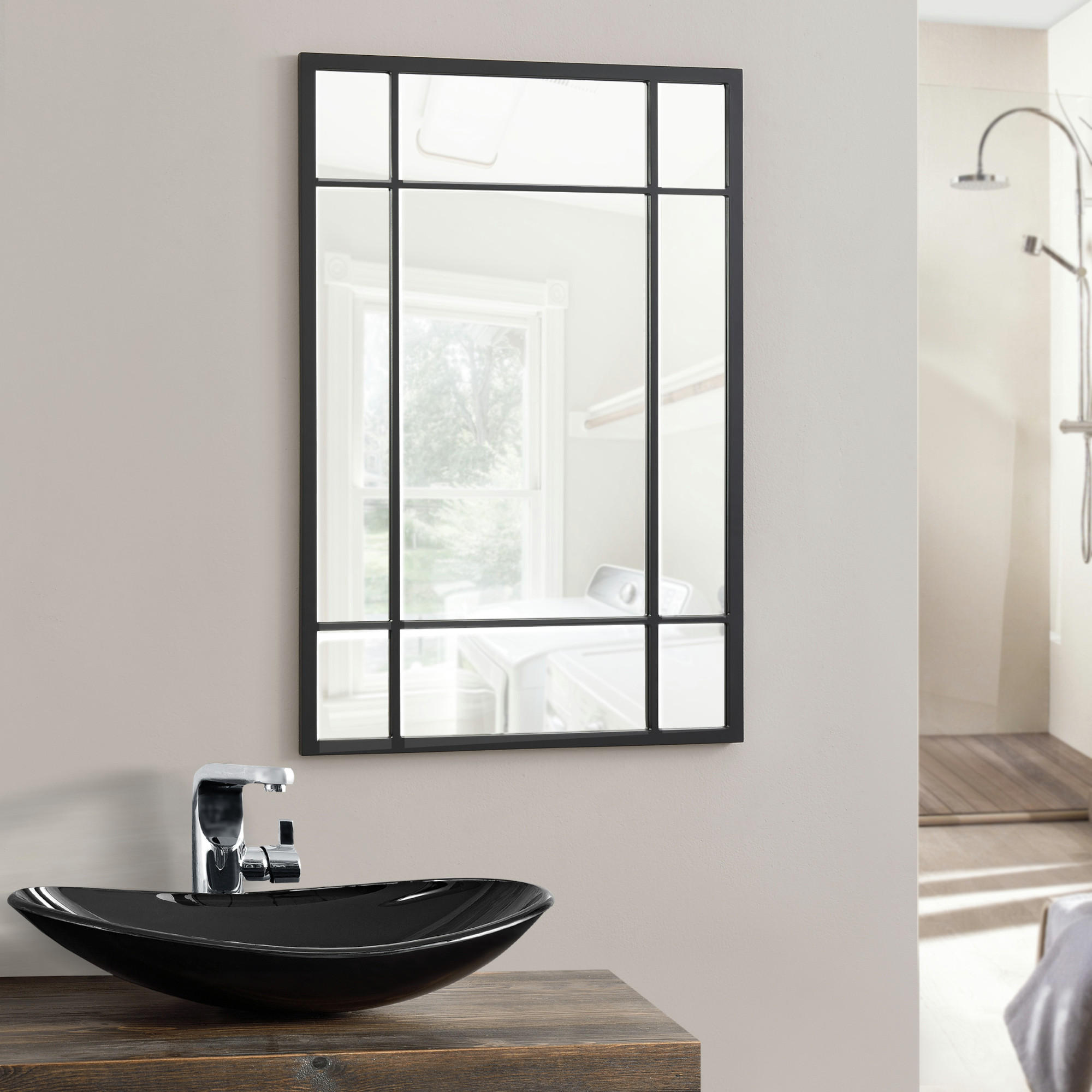 WANDSPIEGEL Colobraro - Schwarz, Glas/Holzwerkstoff (60/90/1.8cm) - [en.casa]