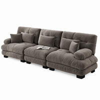 MODULARES 3-Sitzer-Ecksofa aus Chenille Braun 313x77x81 cm mit tiefem Sitz - Braun, Textil (77/313cm) - IVMEU