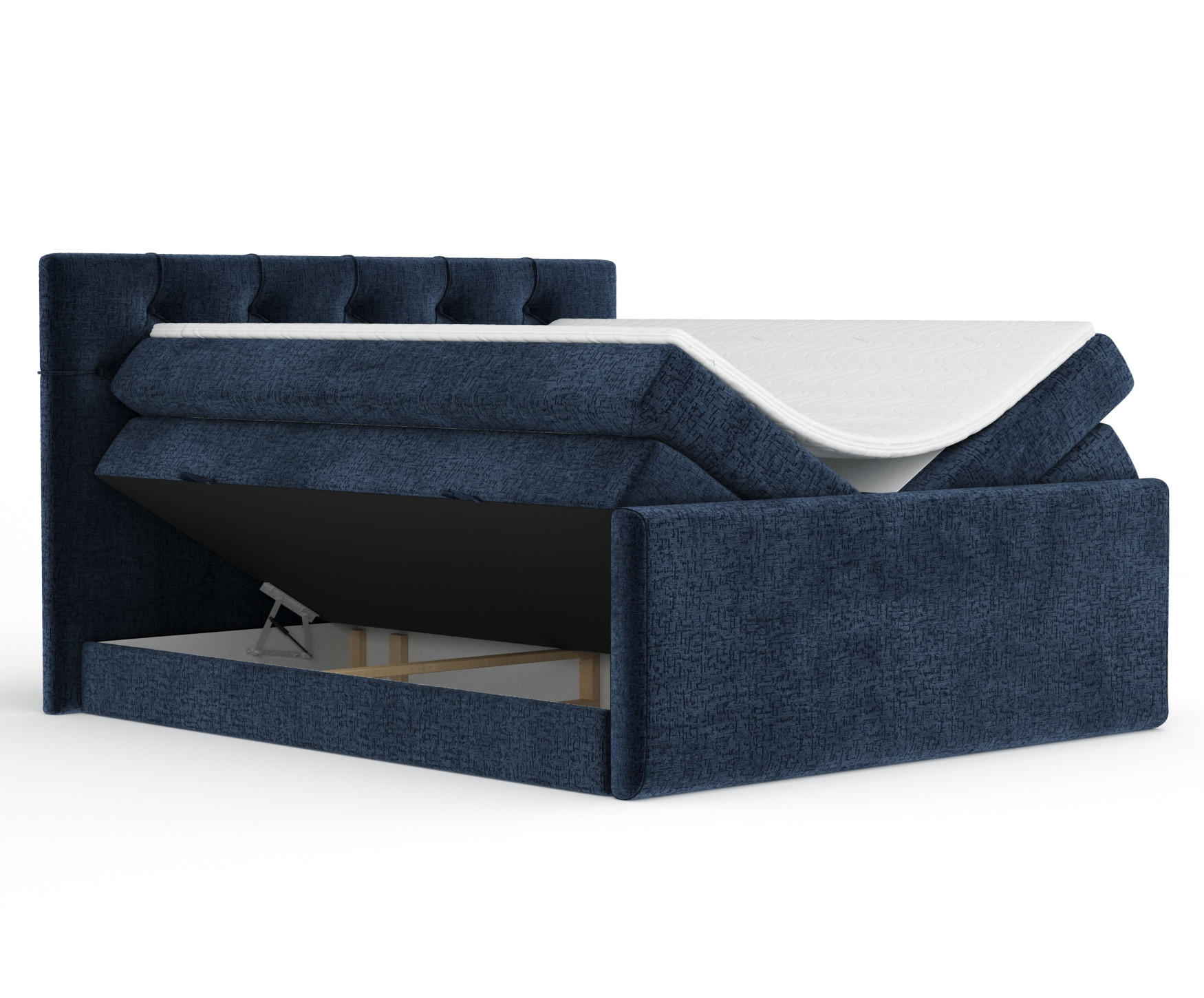 BOXSPRINGBETT Hugo Marineblau 160/200 cm - Schwarz/Dunkelblau, Holz/Holzwerkstoff (160/200cm) - Maison de Reve