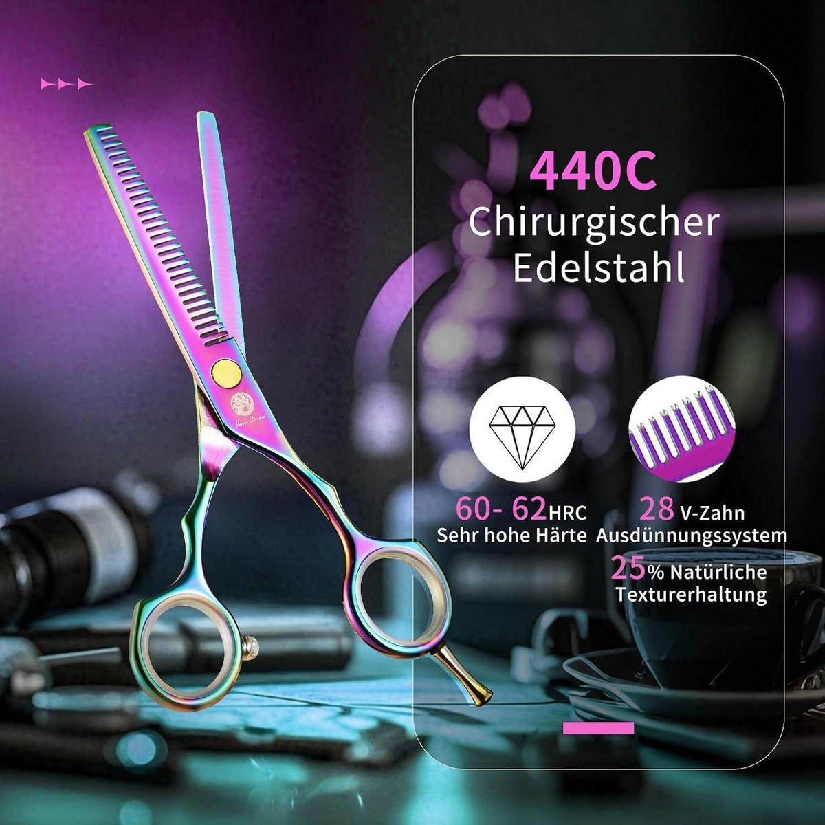 HAARSCHERE Set 14 cm 440C-Edelstahl Buntes Geschenk - Multicolor, Metall (11/3.4/21.6cm)