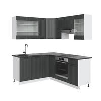 ECKKÜCHE Fame-Line Anthrazit Landhaus/Weiß 160 x 60 cm ohne AP - Dunkelgrau/Weiß, Holzwerkstoff (190/81.6/46cm) - Vicco