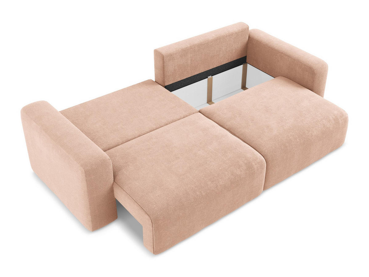 3-SITZER SOFA mit Schlaffunktion Chenille Stoff Pink - Pink/Koralle, Kunststoff/Textil (244/79/102cm) - Makamii