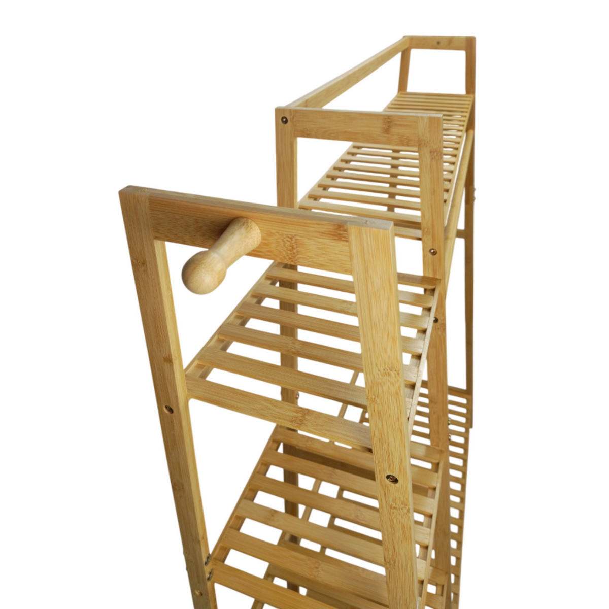 BAMBUSREGAL Bambus Naturfarben mit Seitenregal 140 x 130 x 40 cm - Naturfarben, Holz (130/140/40cm) - Begryf