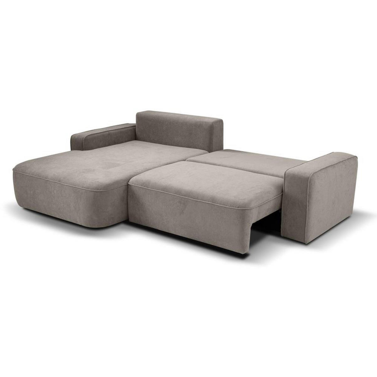 ECKSCHLAFSOFA Torre cappuccino velours links - Cappuccino, Textil (258/171cm) - Beautysofa