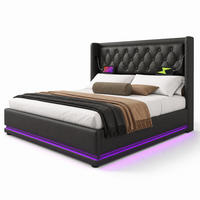 ČALOUNĚNÁ POSTEL 160/200 cm černá s úložným prostorem, LED, USB, Type-C - černá, kov/kompozitní dřevo (160/200cm) - STILVORA