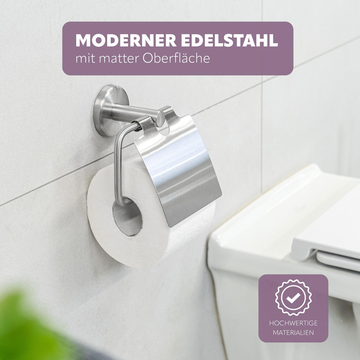 TOILETTENPAPIERHALTER PIAZZA, Edelstahl - Edelstahlfarben, Metall (16.5/14/7cm) - bremermann