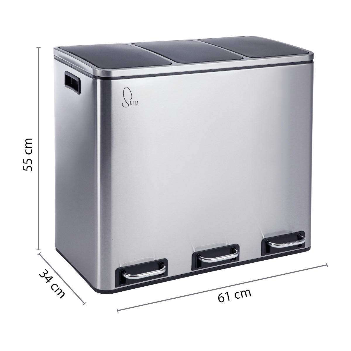 MÜLLEIMER TM3X18 - Silberfarben, Metall (34/56/61cm) - SVITA