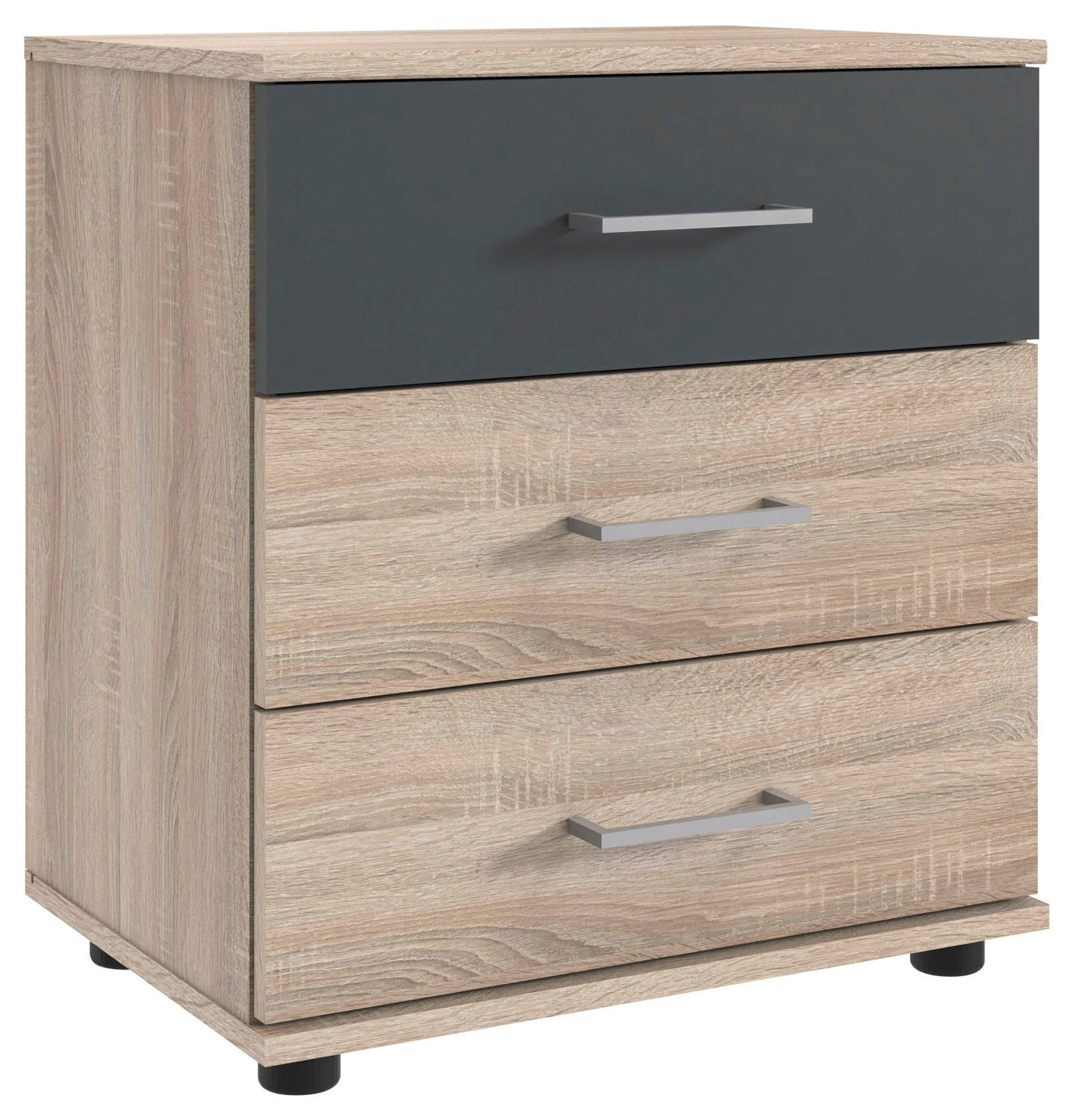 NACHTKONSOLE Taiga Eichen sägerau / graphit 52 / 38 / 58cm - Eichefarben/Graphitfarben, Holz/Holzwerkstoff (52/58/38cm) - Wimex