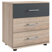 NACHTKONSOLE Taiga Eichen sägerau / graphit 52 / 38 / 58cm - Eichefarben/Graphitfarben, Holz/Holzwerkstoff (52/58/38cm) - Wimex