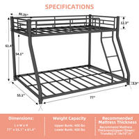 ETAGENBETT Metall Twin Full Leiter - Schwarz, Metall - LEBENLANG