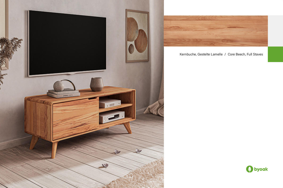 GREG HIFI-SCHRANK Kernbuche - Kernbuche, Holz (120/48/40cm) - byoak