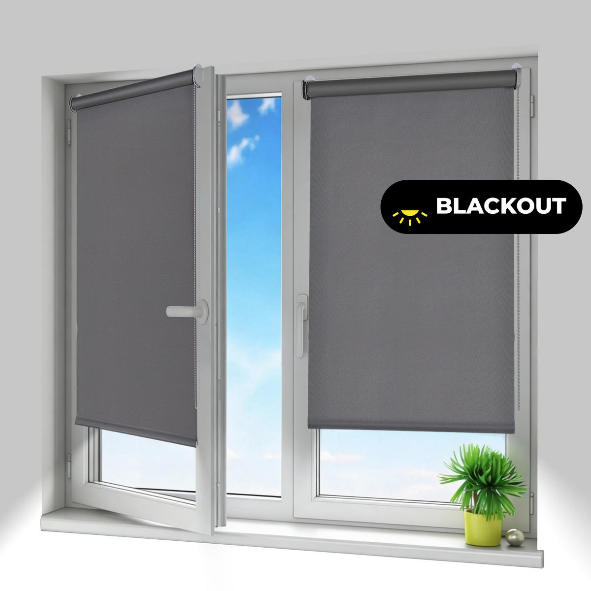VERDUNKELUNGSROLLO Moon Easyfix Grau 45x180 - Graphitfarben, Kunststoff (45/180/1cm) - STORESDECO