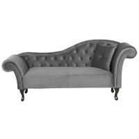 ČALOUNĚNÉ LEHÁTKO CHAISE LONGUE Sametová látka šedé pravostranné Lattes - šedá, textil (188/87/59cm) - Beliani