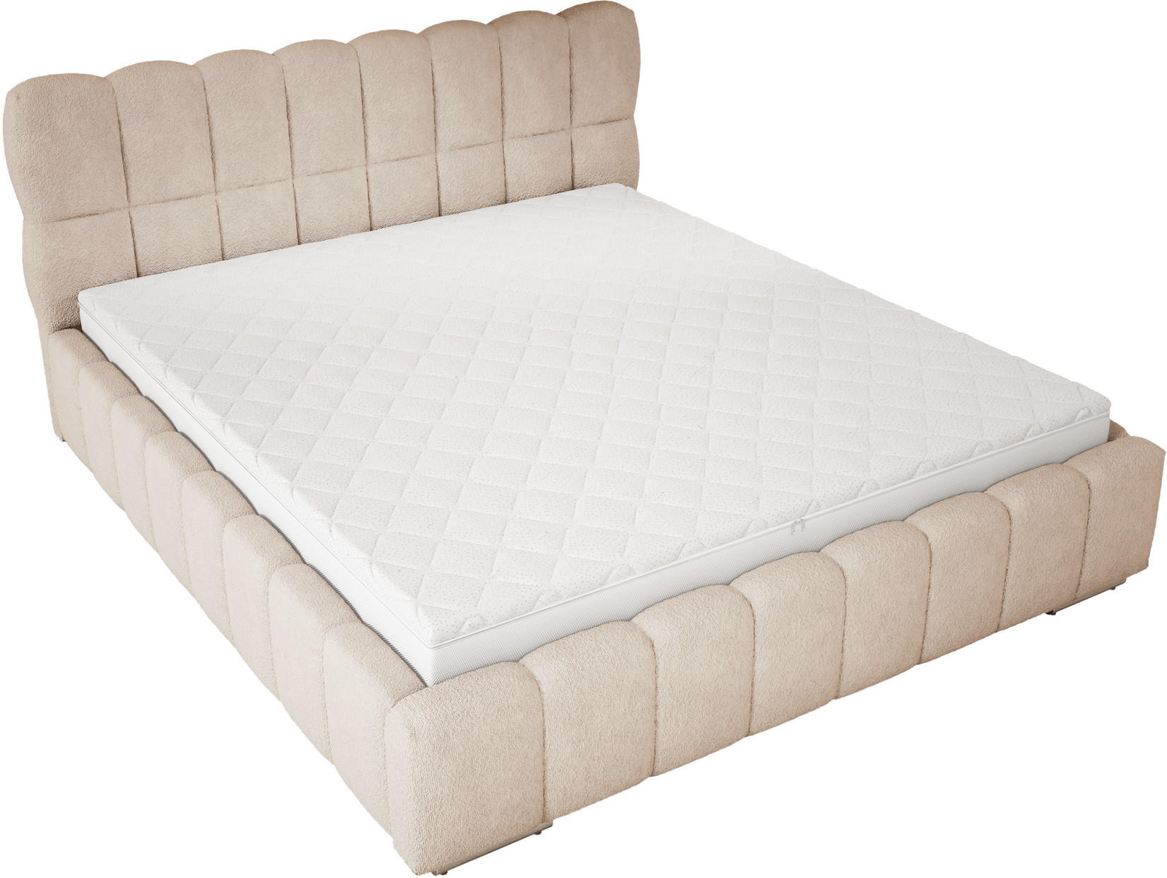 POLSTERBETT 180x200 cm Avilla mit Bettkasten, Lattenrost, Boucle, Beige - Beige, Holz/Textil (180/200cm) - Emporius