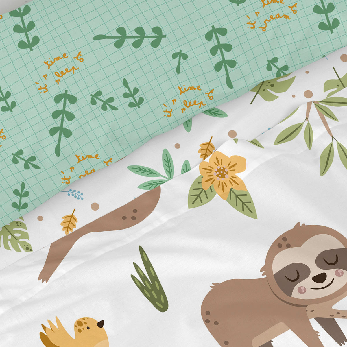 BETTWÄSCHE 2er-Set teiliges happy sloth 160x270 cm mehrfarbig - Multicolor, Textil (160/270cm) - Happy Friday