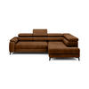 ECKSOFA CHIVAS Freistehend , Schlaffunktion, 278×197×76/98 cm, Stoff - Element, Hellbraun, Rechts Seite - Hellbraun/Schwarz, Holz/Textil (197/278cm) - DomoHome