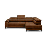 ECKSOFA CHIVAS Freistehend , Schlaffunktion, 278×197×76/98 cm, Stoff - Element, Hellbraun, Rechts Seite - Hellbraun/Schwarz, Holz/Textil (197/278cm) - DomoHome